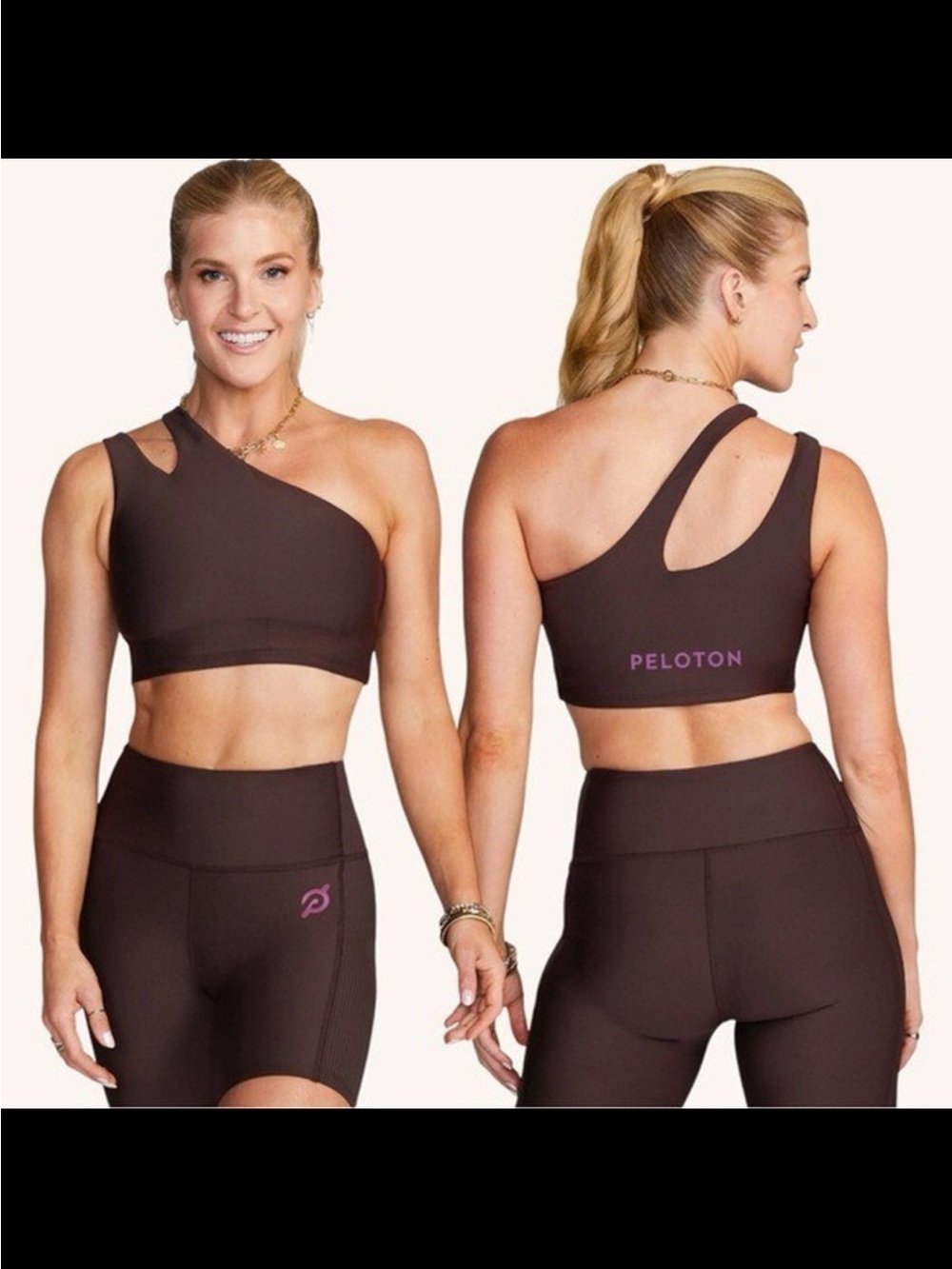 Peloton Show Up Side to Side Women's Chocolate Brown Sports Bra‎ Size: S
